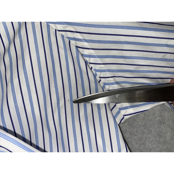 Polo Ralph Lauren Shirt Men's 17 1/2 36/37 Blue Striped Classic Fit Button Up‎ - Picture 4 of 11